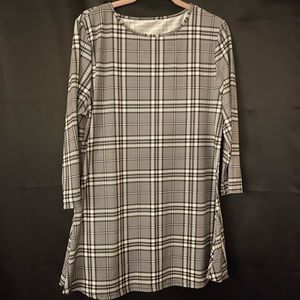 Plaid 3/4 sleeve blouse